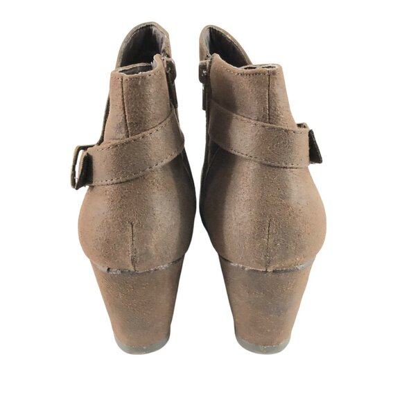 Sugar Womens Ankle Boots Booties Wedge Heel Faux Suede Zipper Buckle Brown 8.5 - Picture 4 of 9